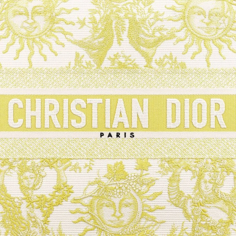 Dior Book Tote In Toile de Jouy Soleil Motif Canvas Lemon BestValue 2440