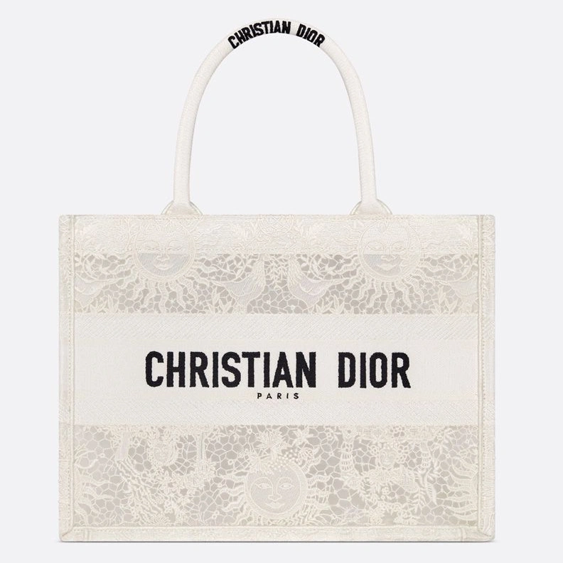 Dior Book Tote In Toile de Jouy Soleil Motif Macrame White ModernLook 2948