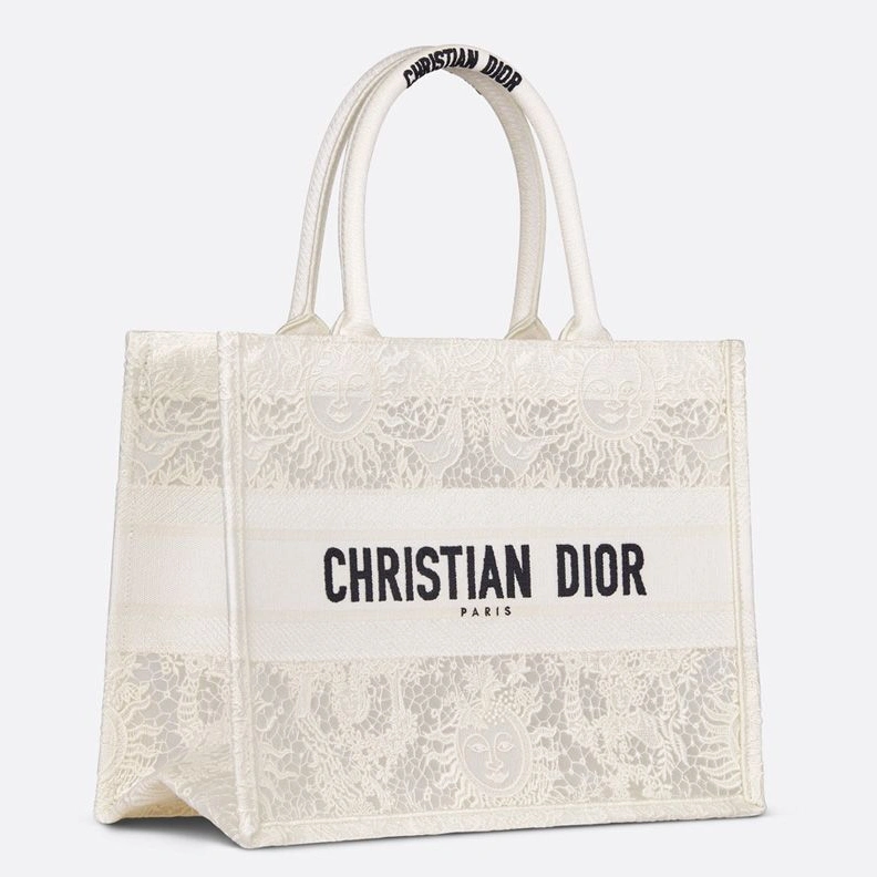 Dior Book Tote In Toile de Jouy Soleil Motif Macrame White ModernLook 2948