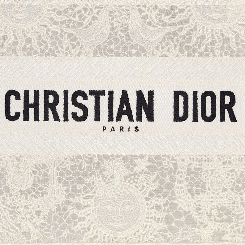 Dior Book Tote In Toile de Jouy Soleil Motif Macrame White ModernLook 2948