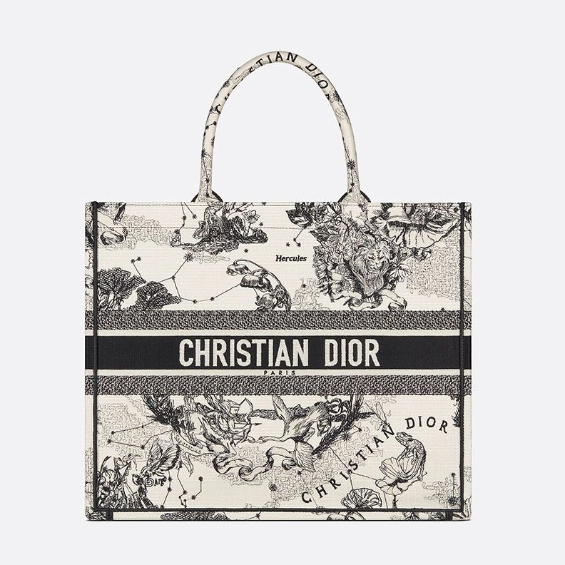 Dior Book Tote In Toile de Jouy Zodiac Motif Canvas White GoAnywhere 9621