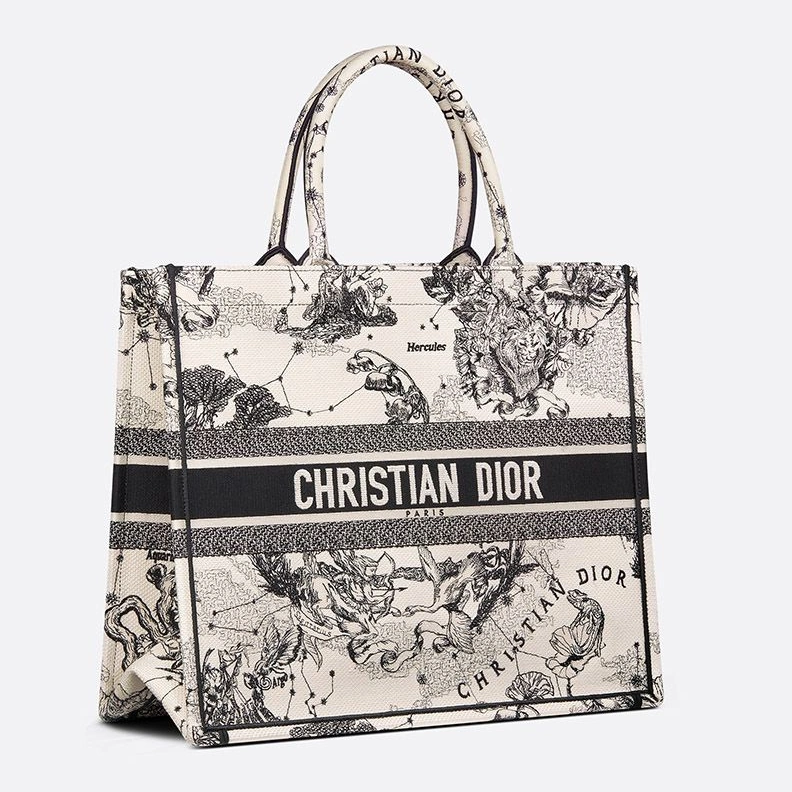 Dior Book Tote In Toile de Jouy Zodiac Motif Canvas White GoAnywhere 9621