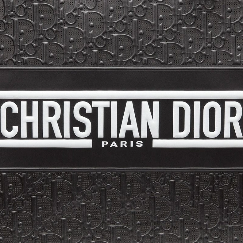 Dior Book Tote Oblique Embossed Calfskin Black White EasyMatch 8460