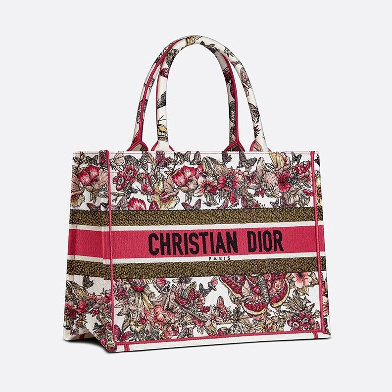 Dior Book Tote Poetry Butterfly Motif Canvas Multicolor HighQuality 9325