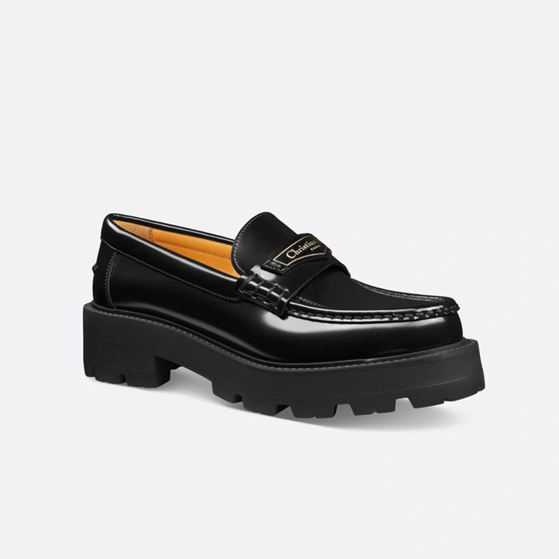 Dior Boy Platform Loafers Women Brushed Calfskin Black BestValue 5790