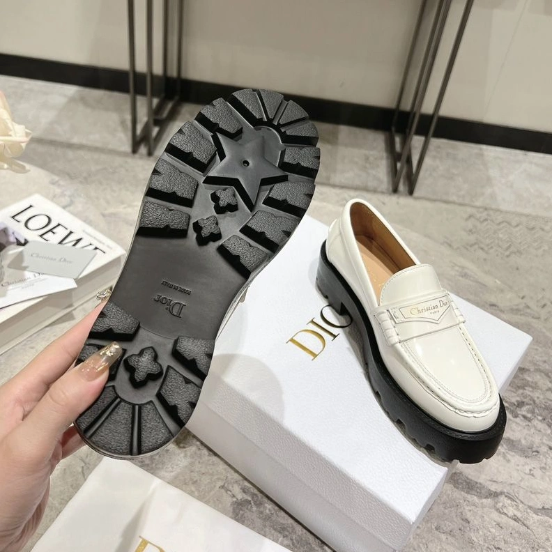 Dior Boy Platform Loafers Women Brushed Calfskin White ModernLook 5165