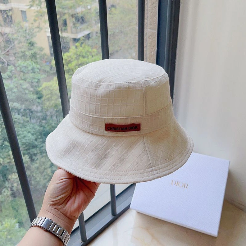 Dior Bucket Hat Cannage Motif Cotton White EasyMatch 932
