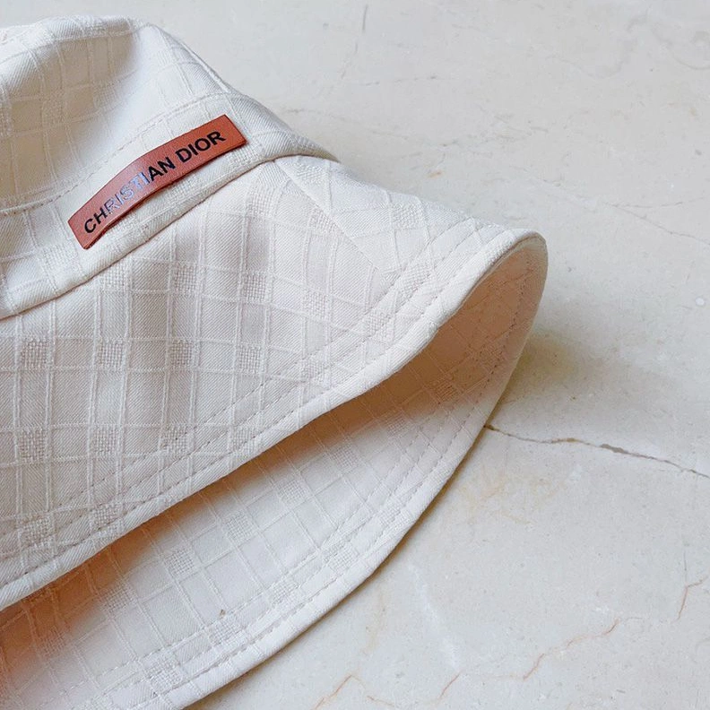 Dior Bucket Hat Cannage Motif Cotton White EasyMatch 932
