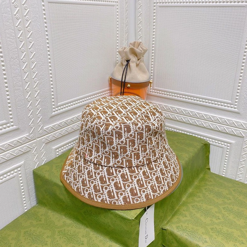 Dior Bucket Hat Shawn Logo D-Oblique Motif Cotton Brown UrbanStyle 3169