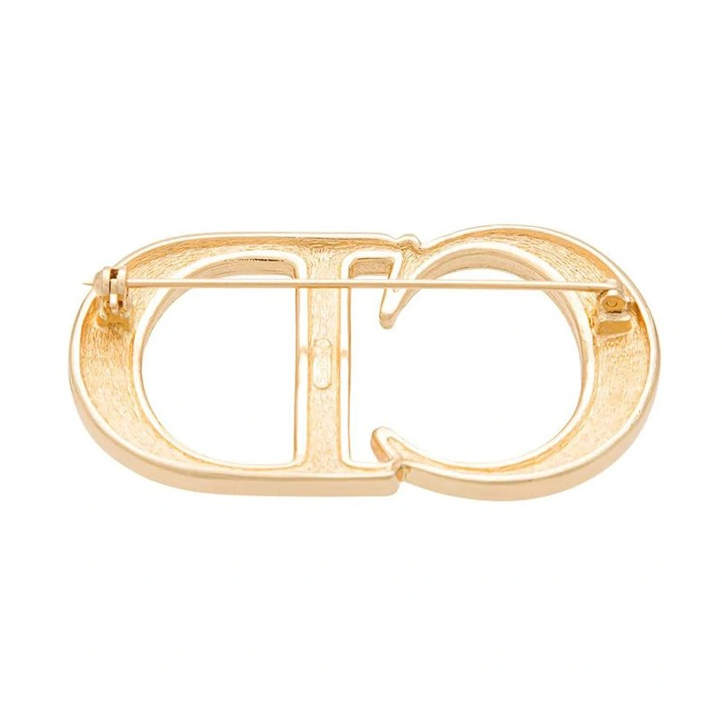 Dior CD Brooch Metal with White Crystals Gold BestValue 488