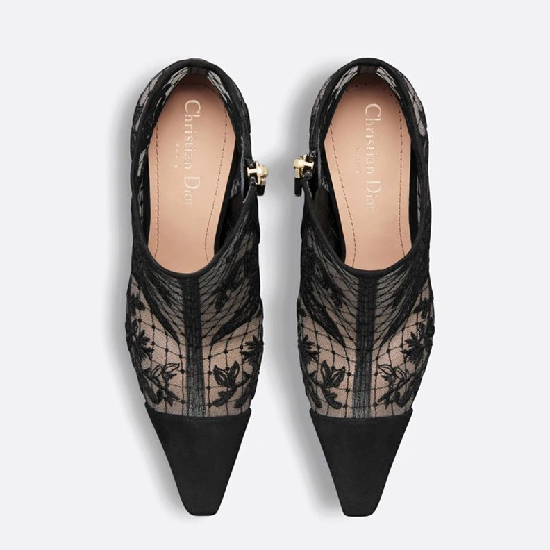 Dior Capture Heeled Ankle Boots Women Butterfly Motif Transparent Mesh Black EasyMatch 7846