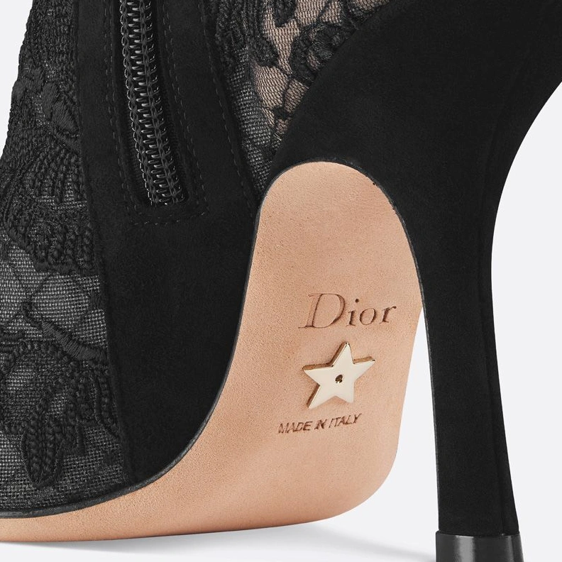 Dior Capture Heeled Ankle Boots Women Butterfly Motif Transparent Mesh Black EasyMatch 7846