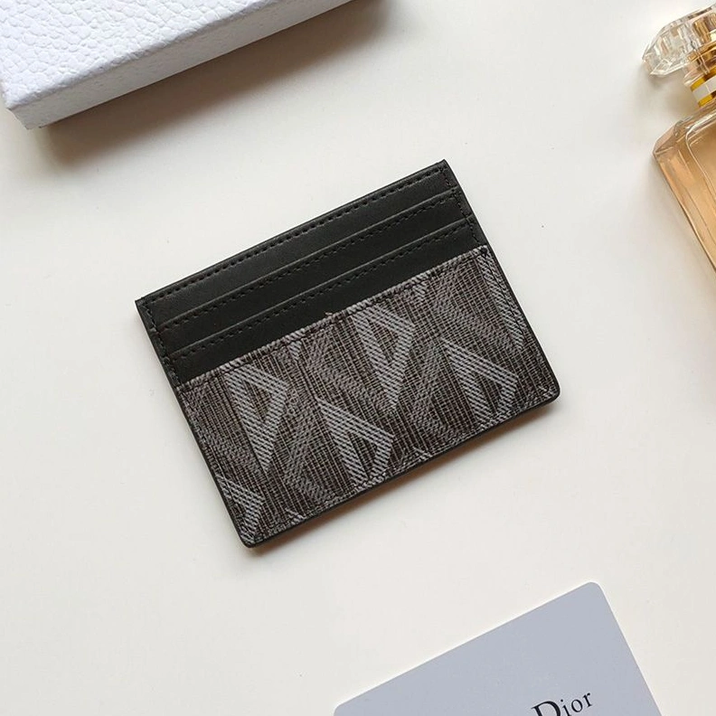Dior Card Holder CD Diamond Motif Calfskin Black GoodFit 6112