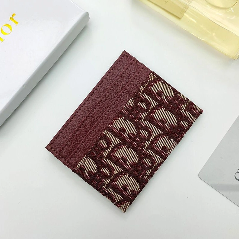 Dior Card Holder Oblique Motif Canvas Burgundy Fashionable 6862