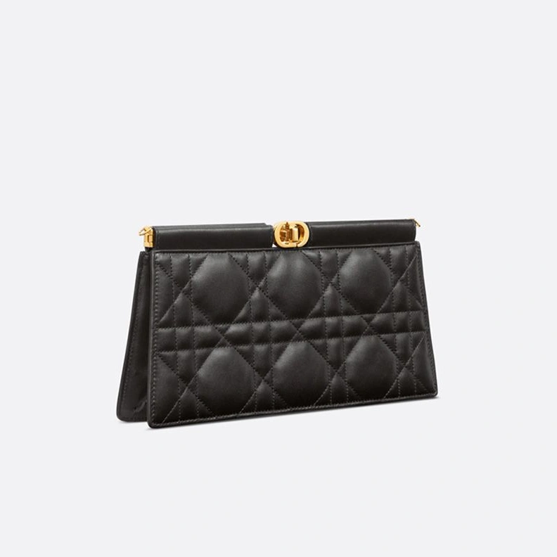 Dior Caro Colle Noire Clutch with Chain Cannage Lambskin Black HighQuality 3716