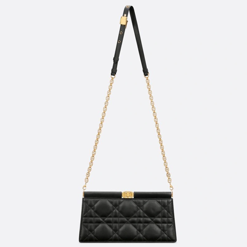 Dior Caro Colle Noire Clutch with Chain Cannage Lambskin Black HighQuality 3716