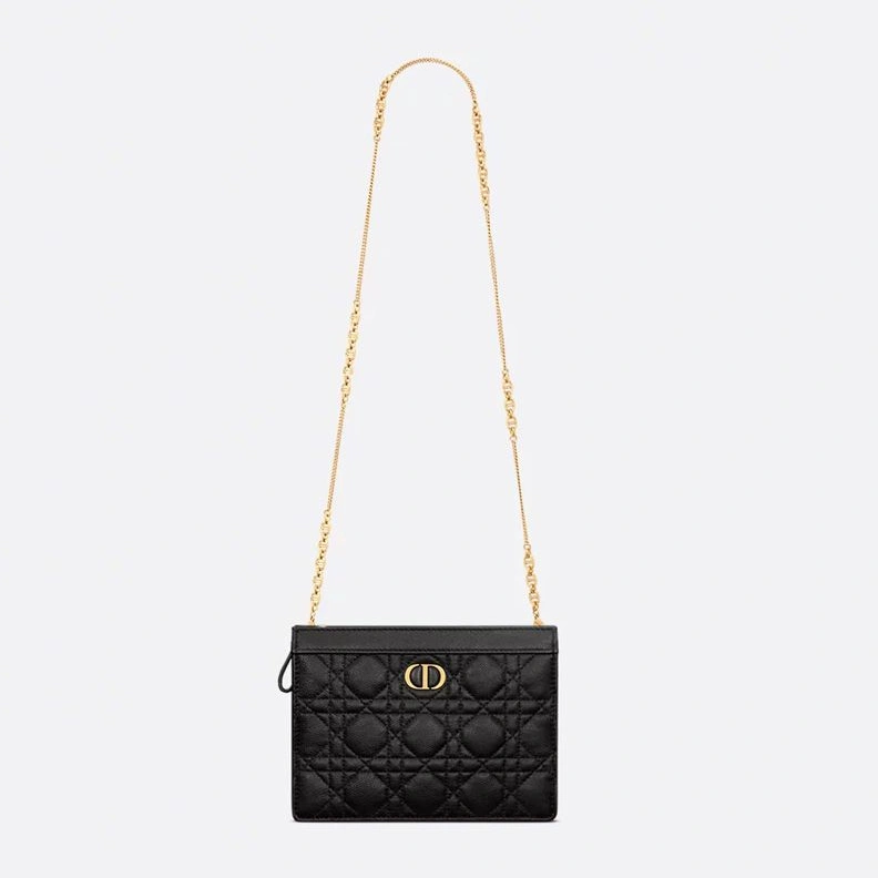 Dior Caro Every Dior Pouch In Supple Cannage Calfskin Black HighQuality 2426
