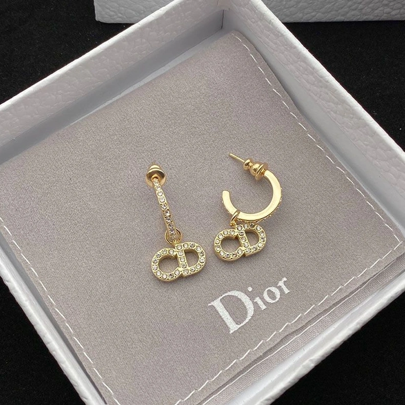 Dior Clair D Lune Earrings Metal And White Crystals Gold BestValue 9793