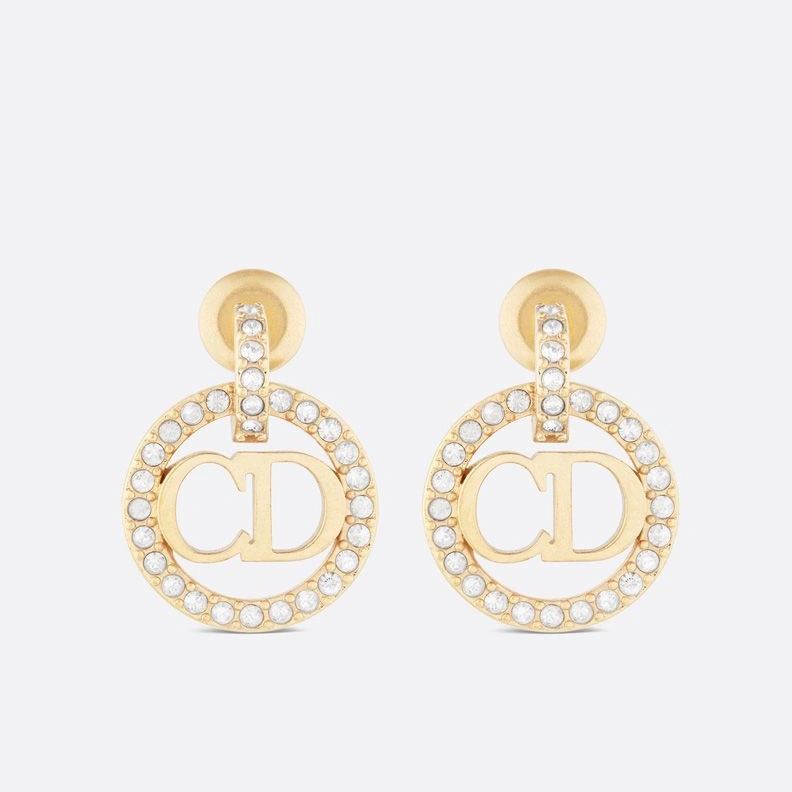 Dior Clair D Lune Earrings Metal and Crystals Gold WellDesigned 7436