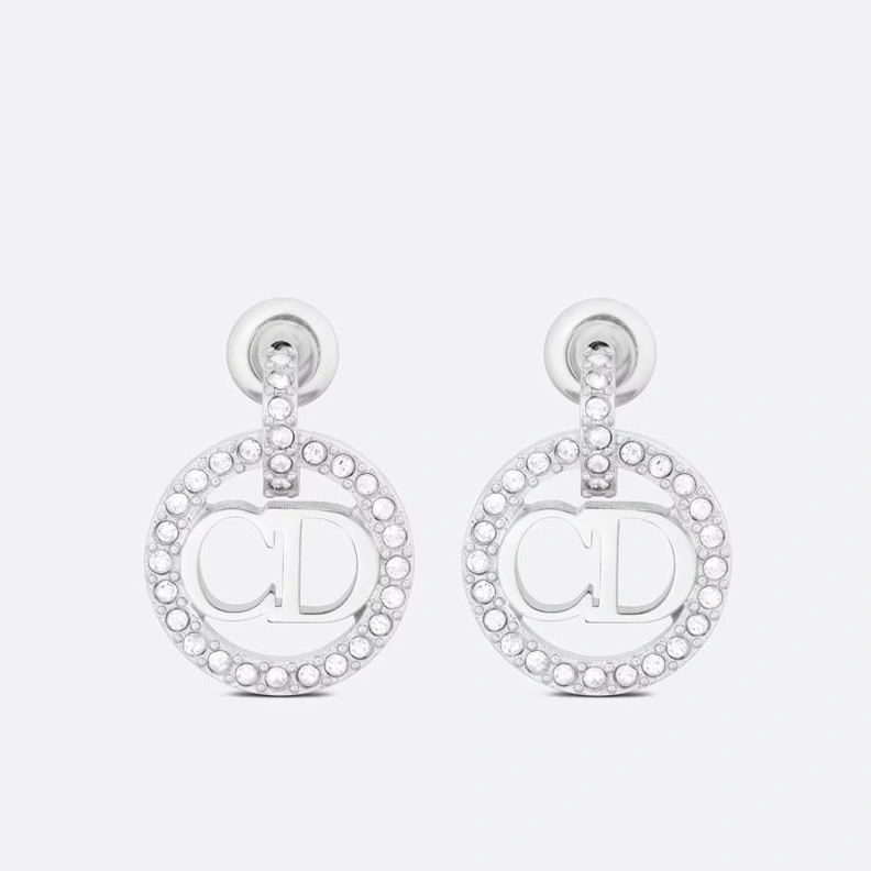 Dior Clair D Lune Earrings Metal and Crystals Silver Fashionable 800