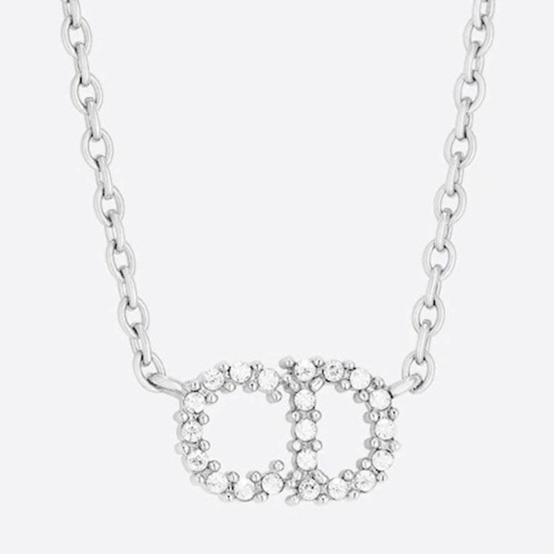 Dior Clair D Lune Necklace Metal White Crystals Silver HighQuality 6190