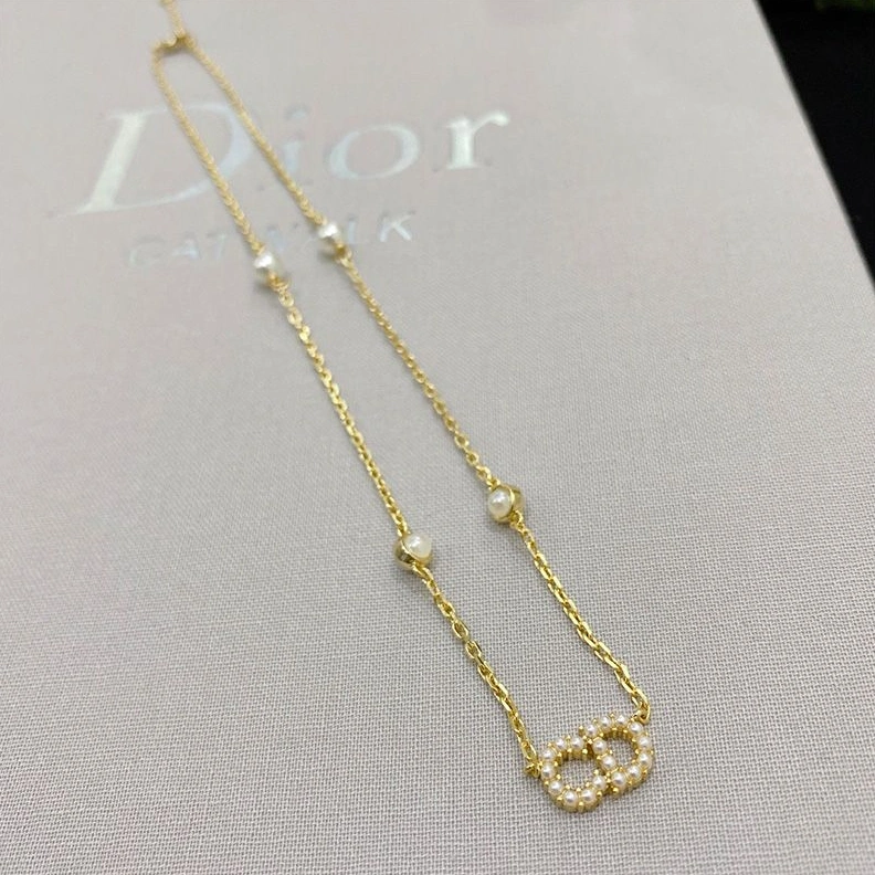 Dior Clair D Lune Necklace Metal and Pearls Gold ModernLook 9537