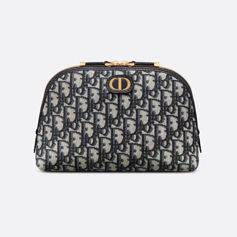 Dior Cosmetic Pouch Oblique Motif Canvas With CD Icon Signature Black SportInspired 3075