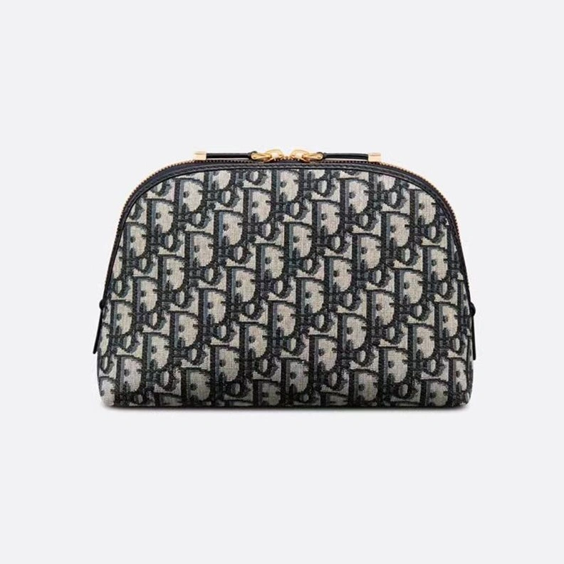 Dior Cosmetic Pouch Oblique Motif Canvas With CD Icon Signature Black SportInspired 3075