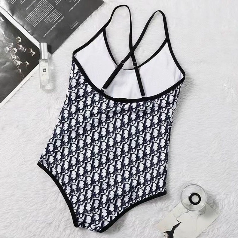 Dior Crisscross Swimsuit Women Oblique with Bee CD Motif Lycra Black GoodFit 7057