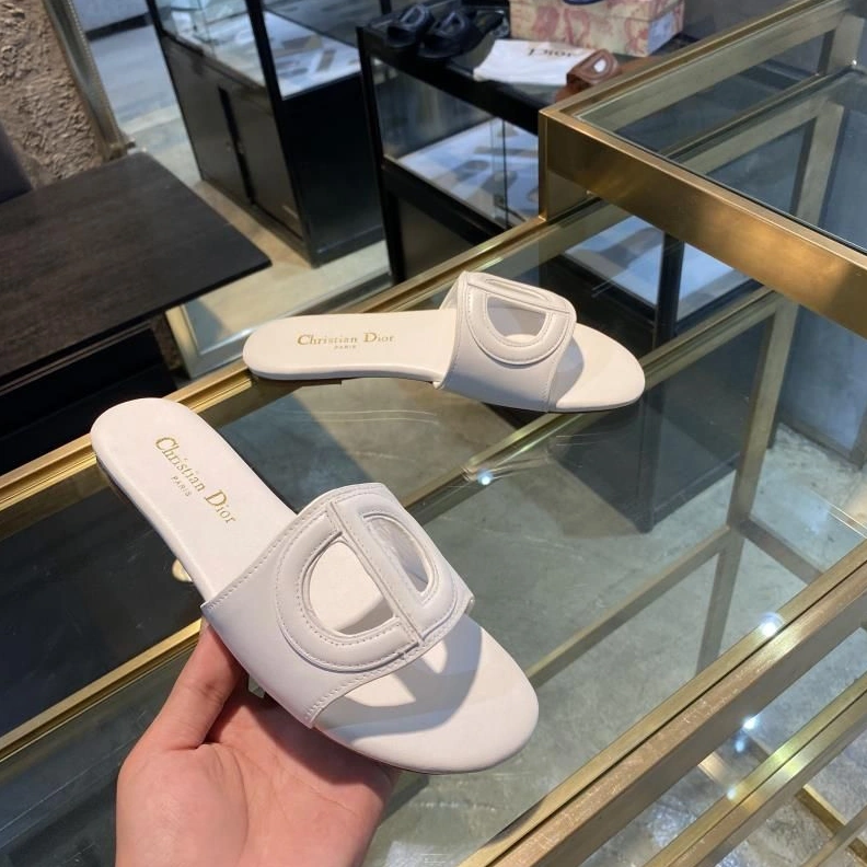 Dior D-Club Slides Women Calfskin White Affordable 1545