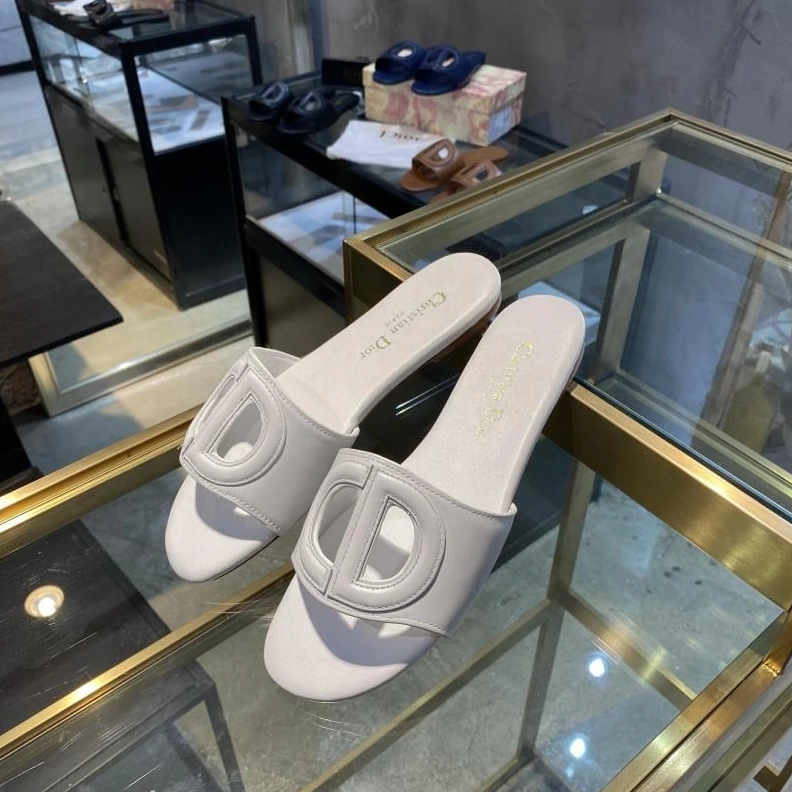 Dior D-Club Slides Women Calfskin White Affordable 1545