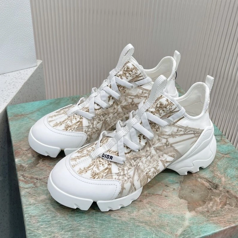 Dior D-Connect Sneakers Women Reve d'Infini Motif Technical Fabric White Gold WellDesigned 762