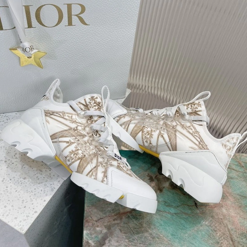 Dior D-Connect Sneakers Women Reve d'Infini Motif Technical Fabric White Gold WellDesigned 762