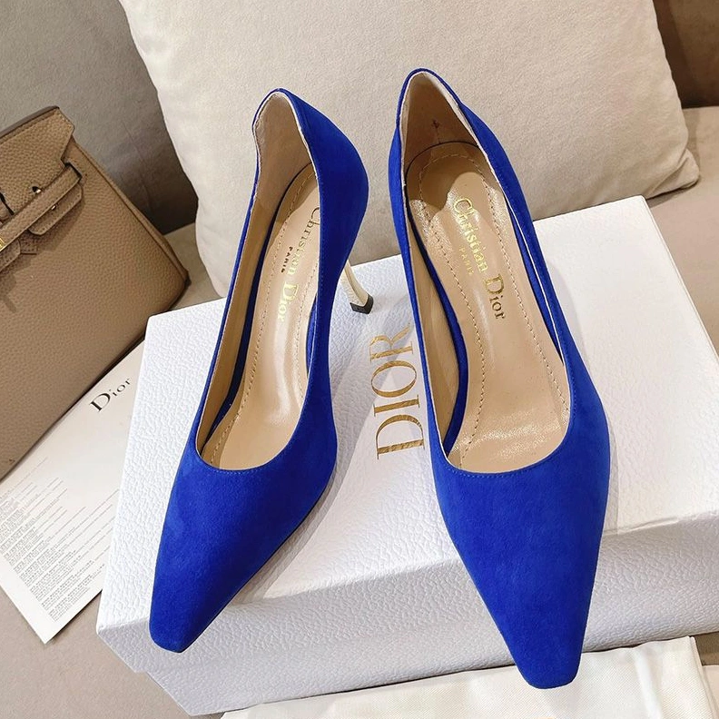 Dior D-Fame Pumps Women Suede Blue GoodFit 2392