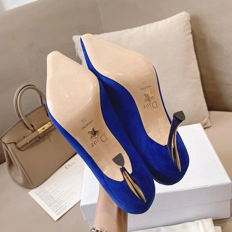 Dior D-Fame Pumps Women Suede Blue GoodFit 2392