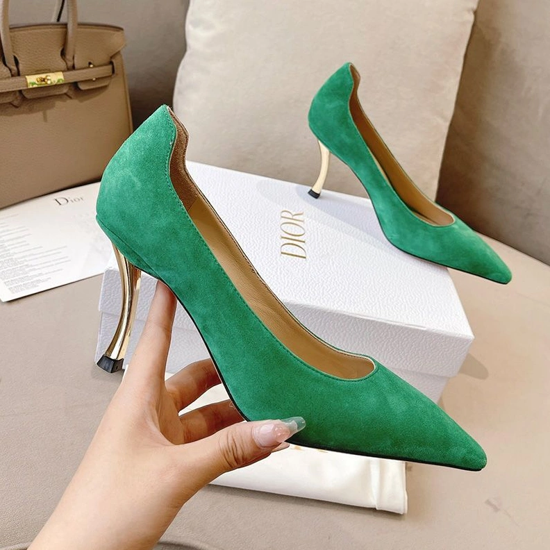 Dior D-Fame Pumps Women Suede Green NewStyle 5916