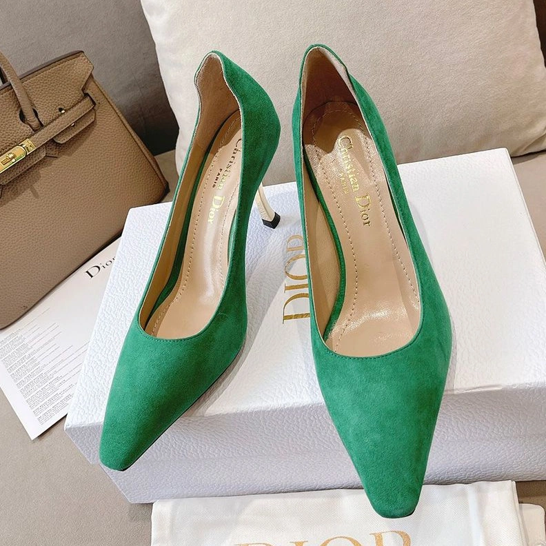 Dior D-Fame Pumps Women Suede Green NewStyle 5916