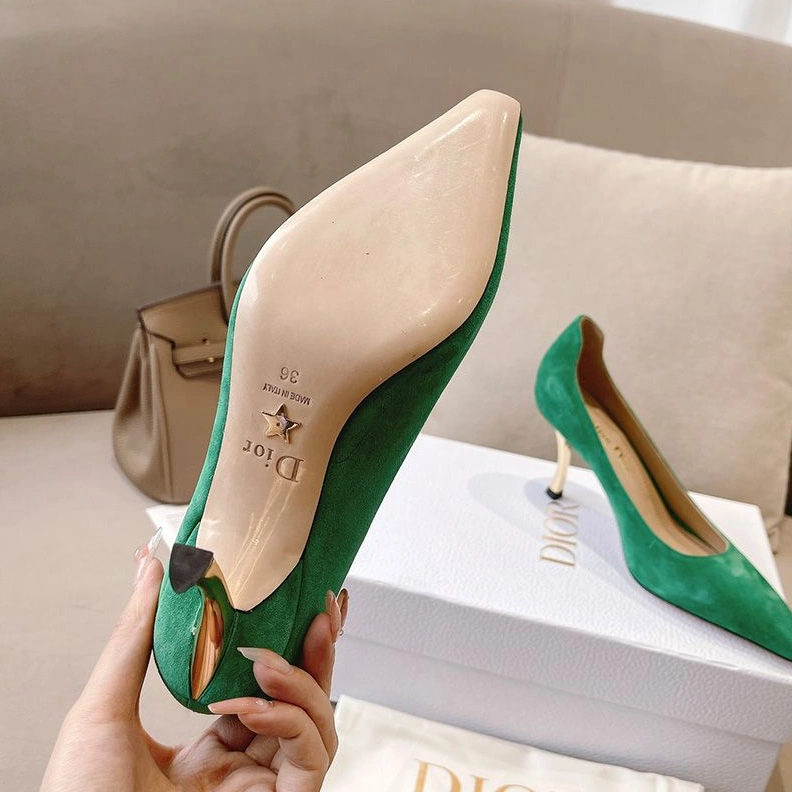 Dior D-Fame Pumps Women Suede Green NewStyle 5916