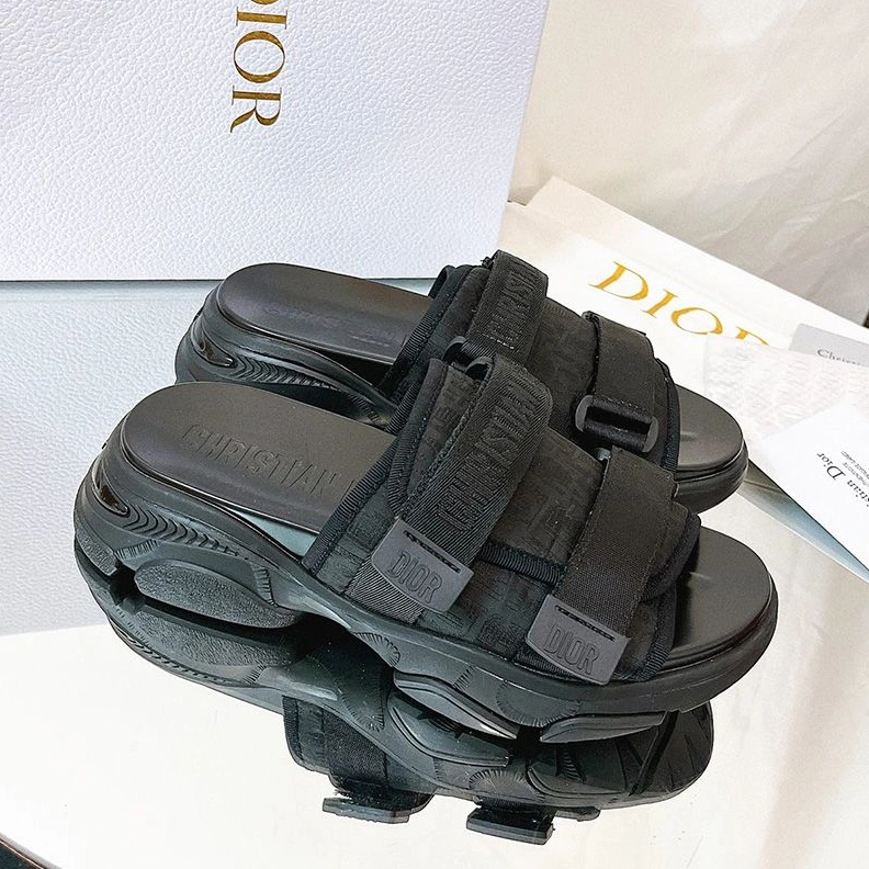 Dior D-Wander Slides Women Oblique Technical Fabric Black WellDesigned 4467