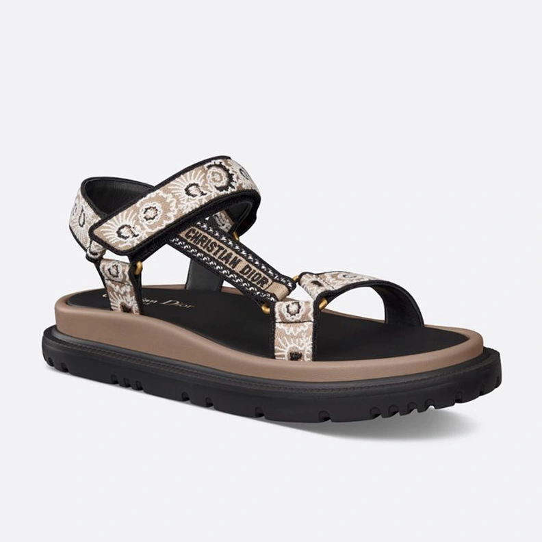 Dior D-Wave Sandals Women Butterfly Bandana Motif Canvas Beige GoAnywhere 3720
