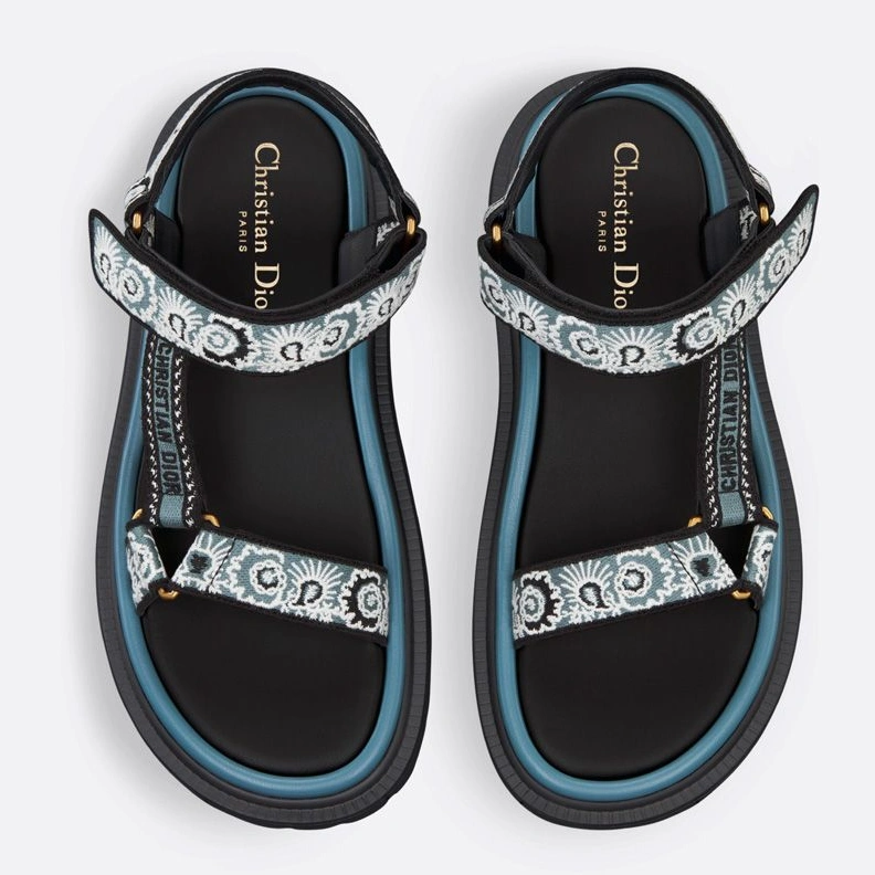 Dior D-Wave Sandals Women Butterfly Bandana Motif Canvas Blue AllSeason 7951