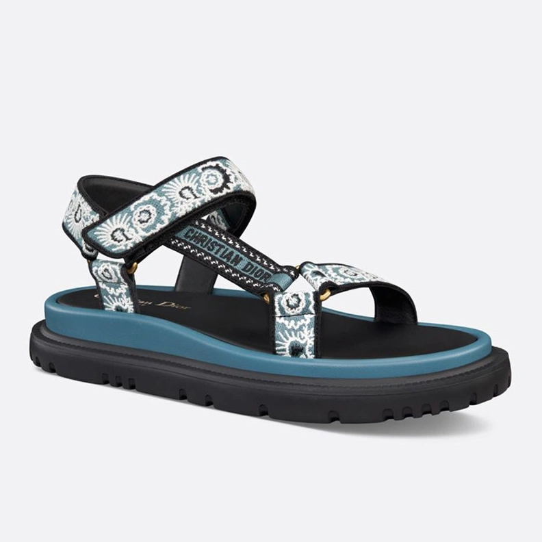 Dior D-Wave Sandals Women Butterfly Bandana Motif Canvas Blue AllSeason 7951