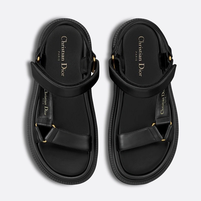 Dior D-Wave Sandals Women Calfskin Black DailyWear 6863
