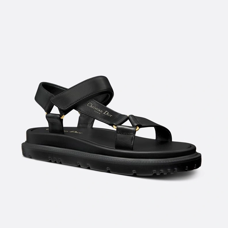Dior D-Wave Sandals Women Calfskin Black DailyWear 6863