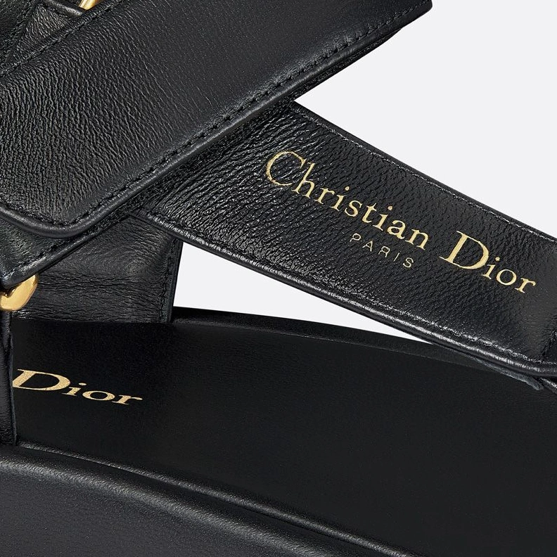 Dior D-Wave Sandals Women Calfskin Black DailyWear 6863