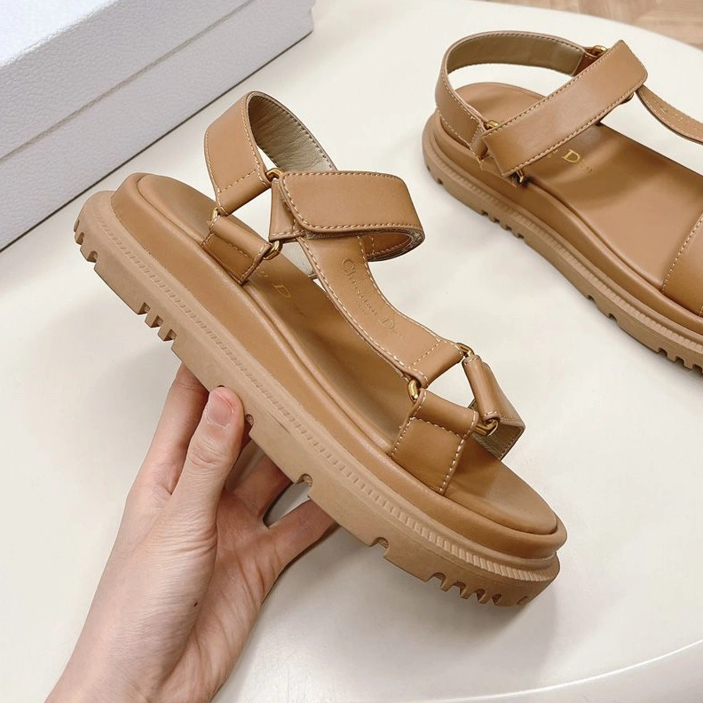 Dior D-Wave Sandals Women Calfskin Brown WellDesigned 2355