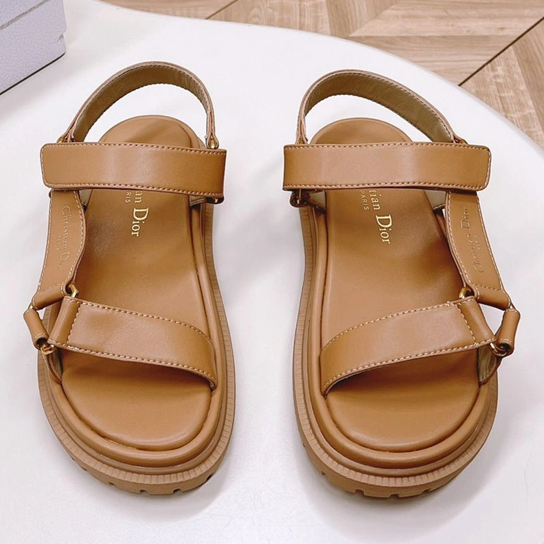 Dior D-Wave Sandals Women Calfskin Brown WellDesigned 2355