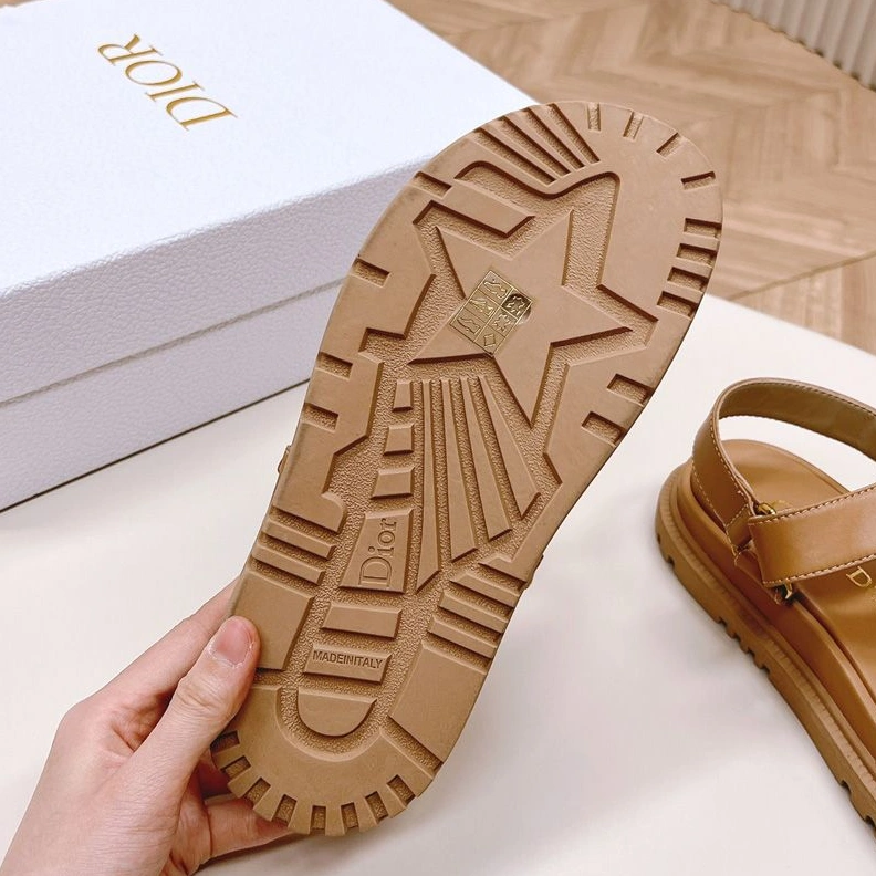 Dior D-Wave Sandals Women Calfskin Brown WellDesigned 2355