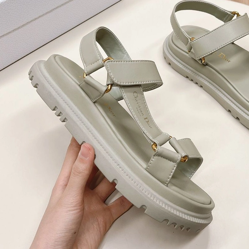 Dior D-Wave Sandals Women Calfskin Grey EasyMatch 9564