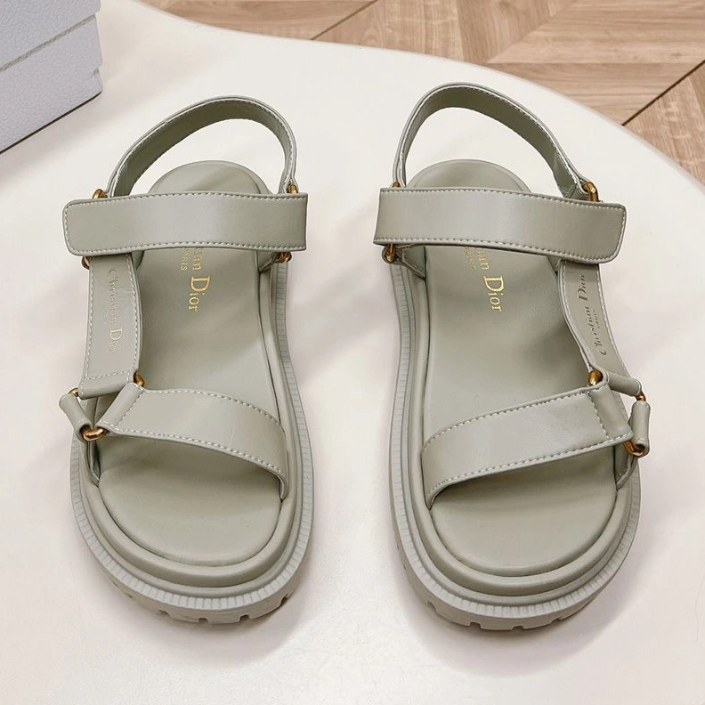 Dior D-Wave Sandals Women Calfskin Grey EasyMatch 9564